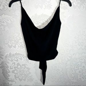 XS express black top with straps to tie in the back